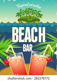 Summer vector poster with two cocktails