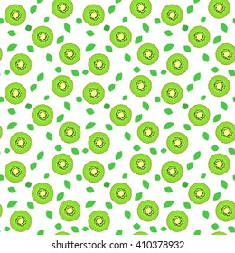Summer vector seamless background with kiwi. Summer fruits texture