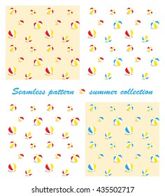Summer vector seamless pattern with balls in different color variations