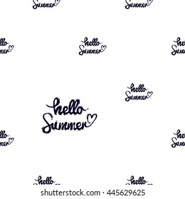 Summer vector seamless pattern with hello summer lettering. Hand draw vector illustration.