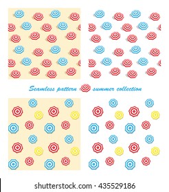 Summer vector seamless pattern with parasols in different color variations