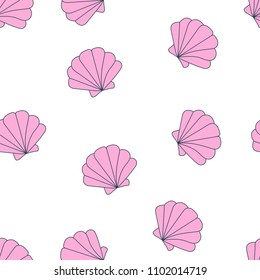 summer vector seamless pattern. seashells pattern