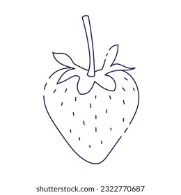 Summer Vector Seamless Strawberry doodle style fresh fruit healthy food. Abstract hand drawing icon. Illustration of a drink for menu or packaging design
