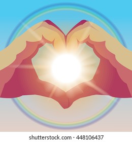 Summer vector, the sun in his hands.