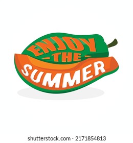 Summer vector template design. Enjoy The Summer text in Papaya vector background for tropical season holiday greeting messages. Vector illustration EPS.8 EPS.10