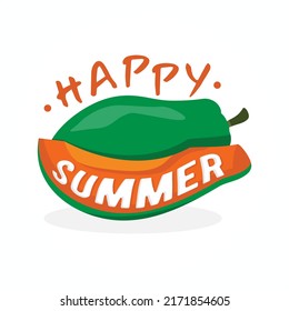 Summer vector template design. Happy Summer text in Papaya vector background for tropical season holiday greeting messages. Vector illustration EPS.8 EPS.10