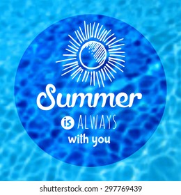 Summer vector text typography vintage poster  with blur background