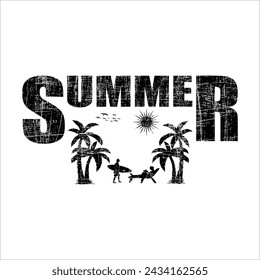 Verano Vector Camiseta Diseño color negro