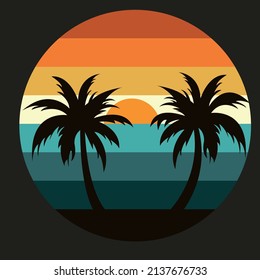 Summer vector t-shirt design with palm trees