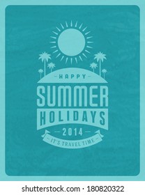 Summer vector typography. Summer holidays message for your design watercolor vector background. 