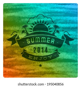 Summer vector typography. Summer holidays message for your design watercolor vector poster or background. 