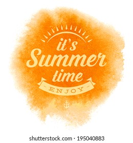Summer vector typography. Summer holidays message for your design watercolor vector poster or background. 