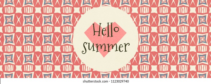 Summer vector web banner with abstract pattern background.