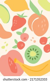 Summer vegan fruit healthy cocktail hand drawn illustration background  