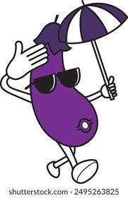 Summer vegetable characters Parasol and eggplant