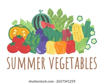 Conjunto de ilustración de verduras de verano material Traducción