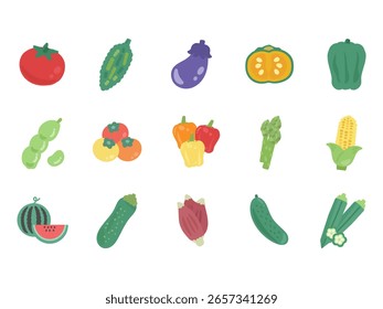 Sommer Gemüse Illustration Set Material