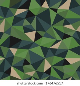 Summer Verdant Camouflage, green geometric, triangle tile pattern. Vector Illustration