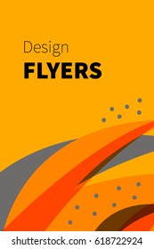 Summer vertical abstract orange card, banner, flyer with curved lines, waves. Vector illustration.
