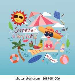 Summer is very Hot, vector, Illustration,