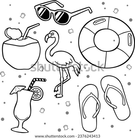 Summer Vibe Cartoon Icon. Vector icon with summer themed decoration and stuffs for holiday and season