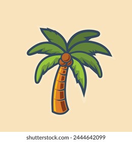 summer vibe coconut tree sticker vector