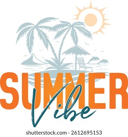 Summer Vibe Graphic Design Featuring Tropical Island Scene