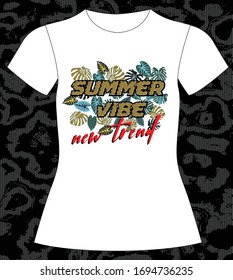 summer vibe, new trend, Slogan lovely graphic design and cute flowers graphic design print for tee and t shirt and fabric