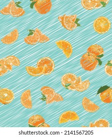 Summer Vibe of Oranges in Vector Seamless Pattern