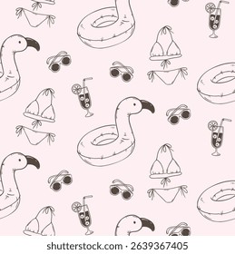 Summer vibe seamless vector pattern doodle style