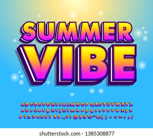 Summer vibe sticker font effect, strong bold modern alphabet design, 