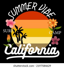 Summer Vibe Surf Camp California T-Shirt Graphics