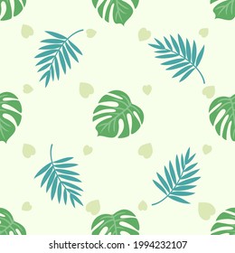 summer vibe tropical leaves seamless pattern