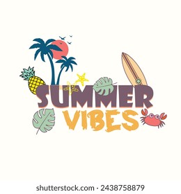 summer vibe tshirt design, colorful illustration summer coming vector template