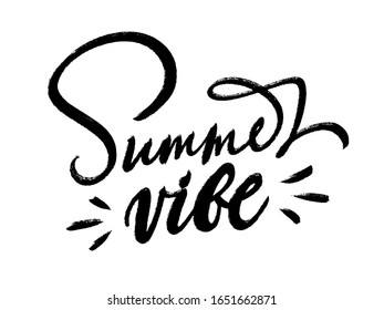 Letrado de cepillo vectorial de verano aislado en fondo blanco