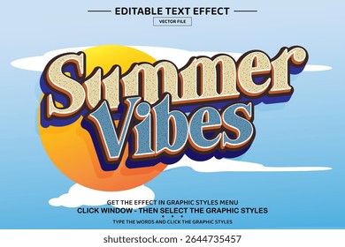 Summer vibes 3D editabel text effect template