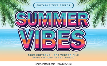Summer Vibes 3d Editable Text Effect And Sea Landscape Background