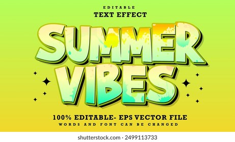 Summer Vibes 3d Editable Text Effect Design, Effect Saved In Graphic Style