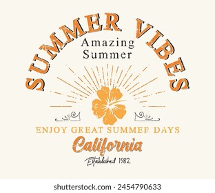 Summer Vibes Amazing Summer Enjoy great summer times Typography slogan, t-shirt graphics, print, poster, banner, flyer, postcard