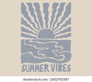 Summer vibes artwork. Sunshine Surf club artwork. Enjoy beach life. Surf club design.