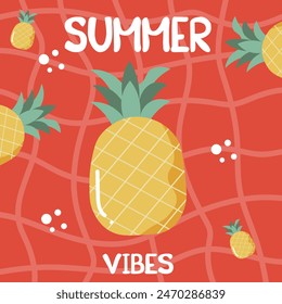 Summer vibes background and pineapple fruit 