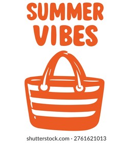 Summer vibes beach bag striped tote vacation accessory illustration