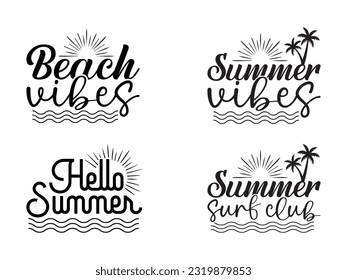 summer vibes, beach vibes, hello summer designs bundle for t-shirts, cards, frame artwork, phone cases, bags, mugs, stickers, tumblers, print, etc. 