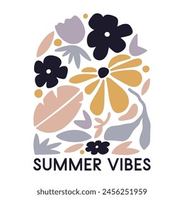Summer Vibes, Boho shirt design, Summer quote, vector illustration