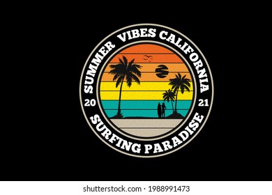 summer vibes california design silhouette style retro vintage