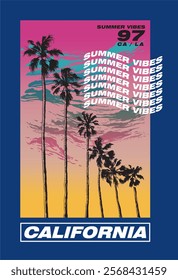 summer vibes california illustration for tshirt printing 