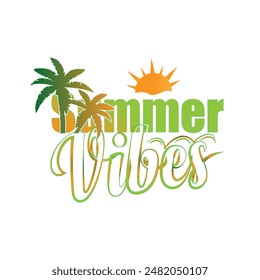 Summer Vibes. California Ocean Summer vibes holiday tropical beach, typography retro vintage trendy t-shirt design.