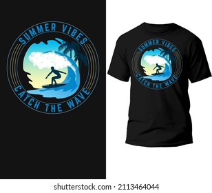 Sommervibes fangen die sommerliche T-Shirt-Design-Vorlage