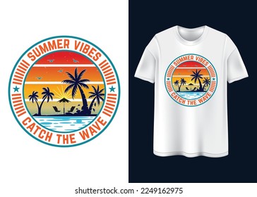 Summer vibes Catch the wave T-shirt design