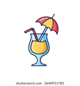 summer vibes cocktail drink icon illustration vector